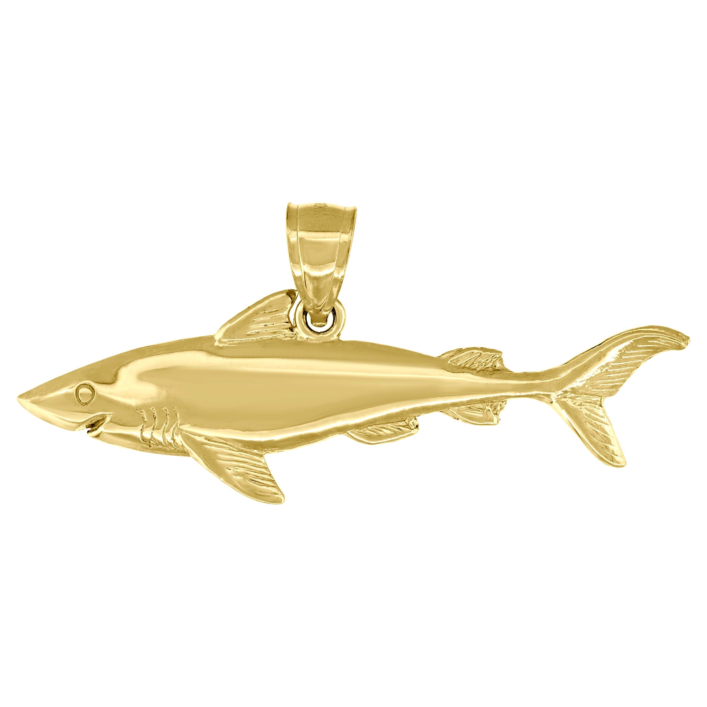 10kt 10k Yellow Gold Unisex Shark Animal Charm Pendant